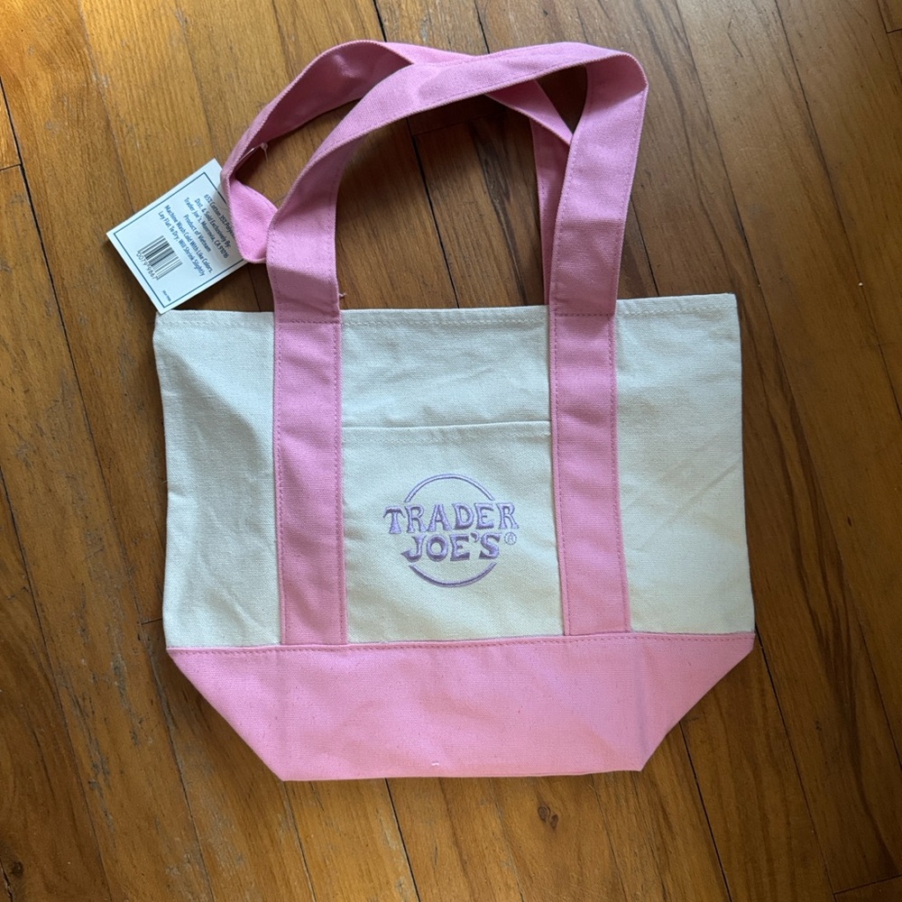 NWT Trader Joe’s mini pastel tote pink and purple